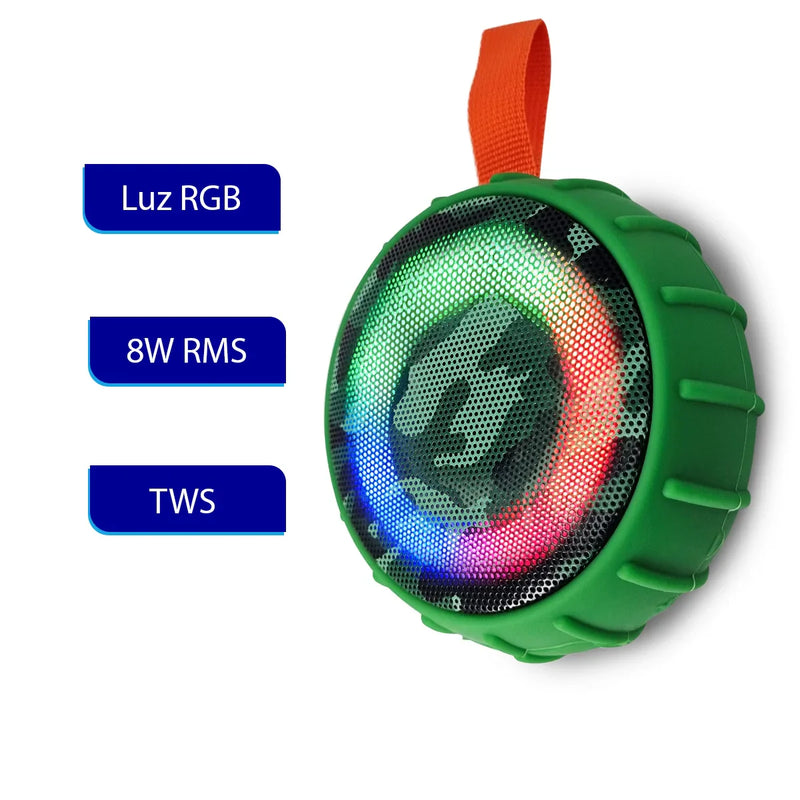 Caixa de som Bluetooth Portátil Luz RGB Resistente água TWS USB SD XDG-403