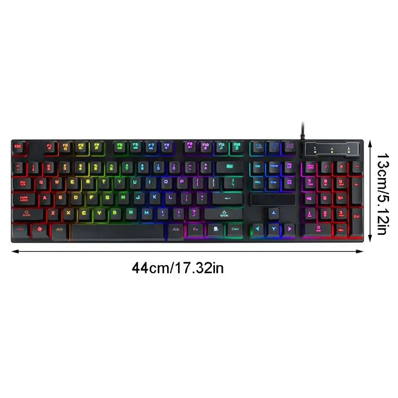 USB Wired Gaming Keyboard 104 Key Mechanical Feeling Gamer Keyboard for Computer