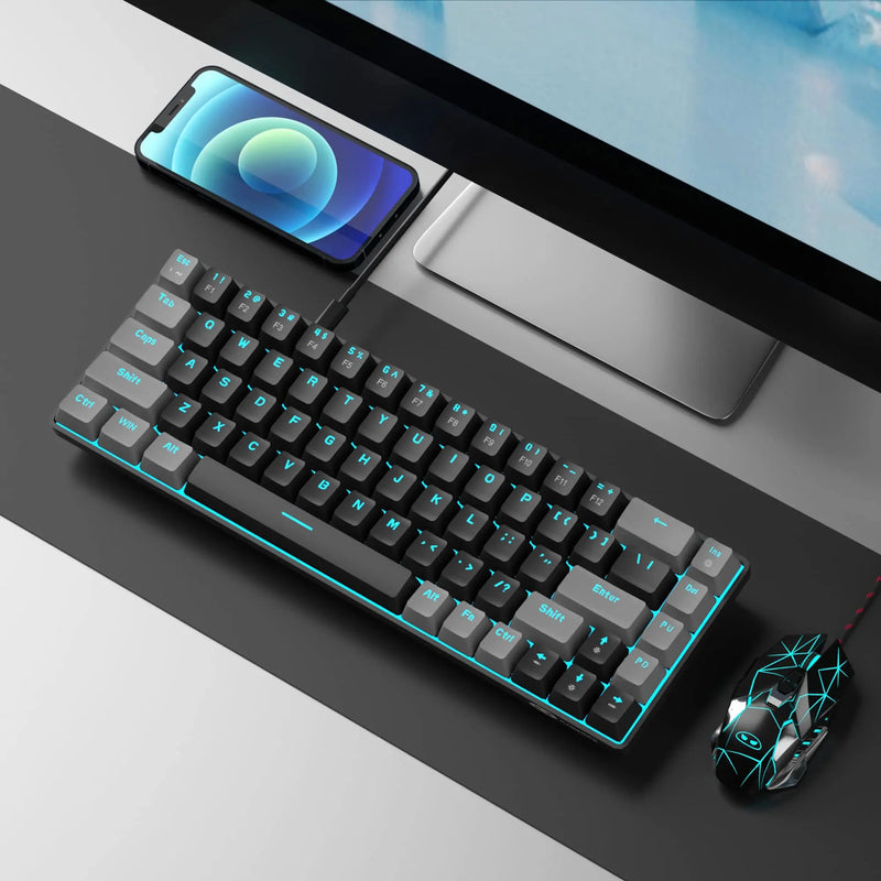 MageGee Portable 60% Mechanical Gaming Keyboard, MK-BOX LED Backlit Compact 68 Keys Mini Wired Office Keyboard