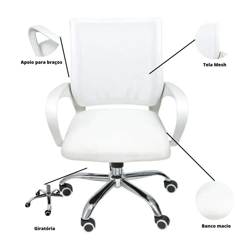 Begonia White Ergonomic Mesh Screen Office Chair