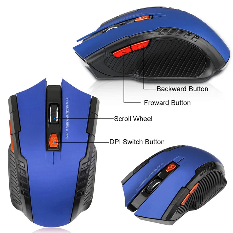 Wireless Mouse Gaming Mouse 2.4G Portable Mobile Optical Office Mouse Adjustable DPI Levels for Notebook PC Laptop MacBook